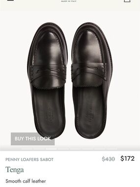Tenga Black Leather Penny Loafer Sabot